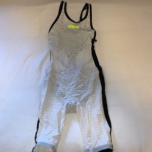 white arena tech suit; size 24